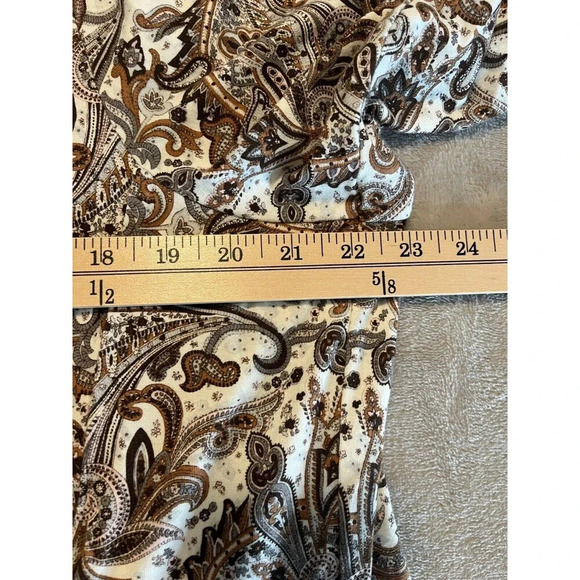 Talbots‎ Blouse Womens Size 2X Multicolor Paisley 3/4 Sleeve V Neck Faux Wrap - Picture 5 of 7